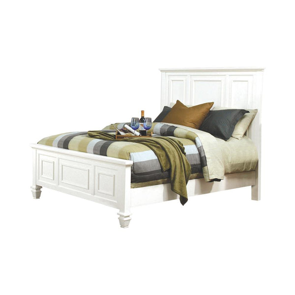 Sandy Beach California King Panel Bed with High Headboard Cream White image