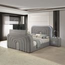 EK Bed w/Led, TV Stand, Fireplace & Bluetooth
