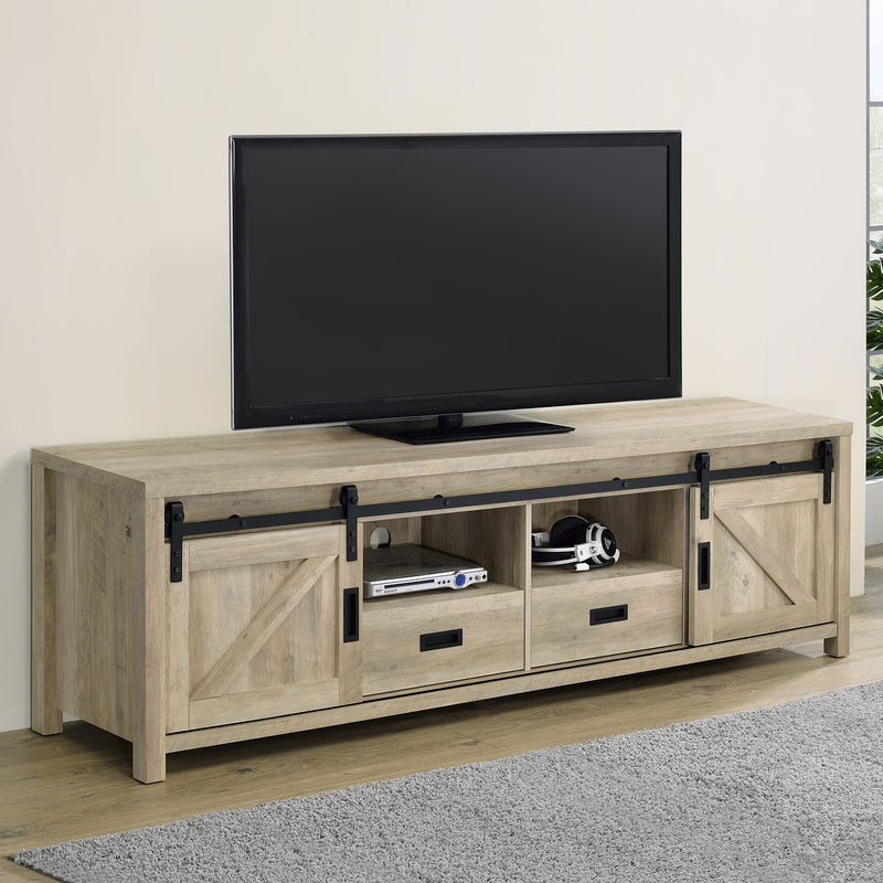 Madra Rectangular TV Console with 2 Sliding Doors image