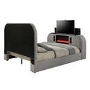 EK Bed w/Led, TV Stand, Fireplace & Bluetooth
