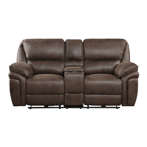 8517BRW-2PW - Power Double Reclining Love Seat with Center Console