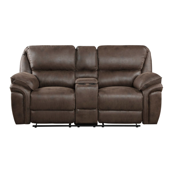 8517BRW-2 - Double Reclining Love Seat with Center Console