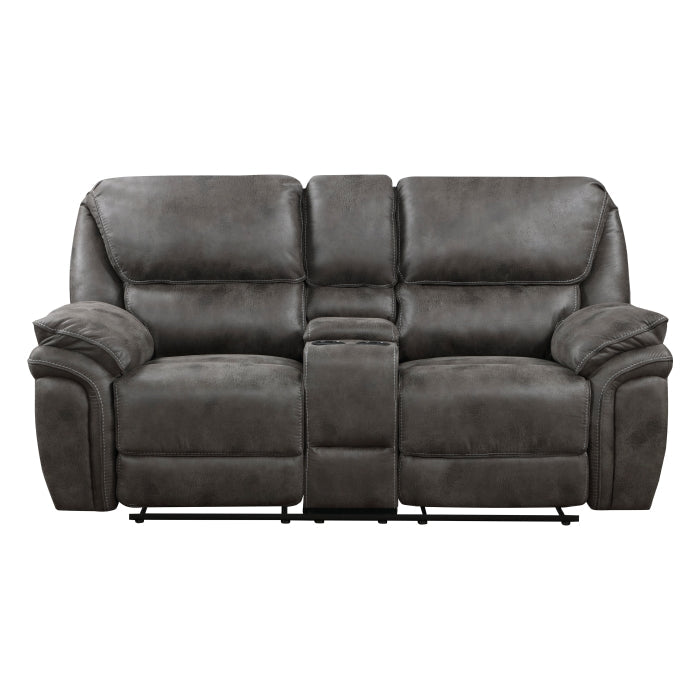 8517GRY-2 - Double Reclining Love Seat with Center Console