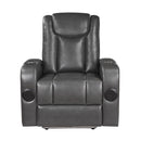 8522GRY-1PW - Power Reclining Chair with Wireless Charger, Cooling Cup-Holder, Storage Arms, Speakers, LED Light and USB port