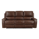 8549BRW-3 - Double Reclining Sofa with Center Drop-Down Cup Holders, Receptacles and USB Ports