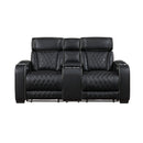 Fairway-Power Double Reclining Love Seat with Center Console, Power Headrests, Storage Arms(Top and Side), Cup holders, Charging Ports and LED lighting image