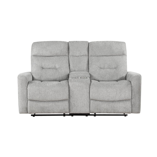 9610GY-2 - Double Reclining Love Seat with Center Console