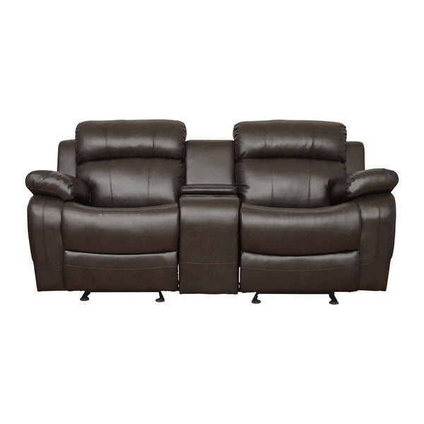 Marille Double Glider Reclining Loveseat with Center Console in Brown