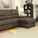 ALCESTER Brown & Gray Sectional w/ Sleeper, Ash