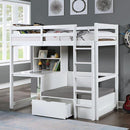 CALLISTUS Twin Workstation Loft Bed, White & Gray