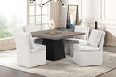 Broager 5 Pc Dining Table Set (White Caster Chairs) Walnut