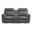 9301GRY-2 - Double Glider Reclining Love Seat with Center Console
