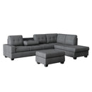 9507DGY3OT - (3)3-Piece Reversible Sectional with Drop-Down Cup Holders and Storage Ottoman