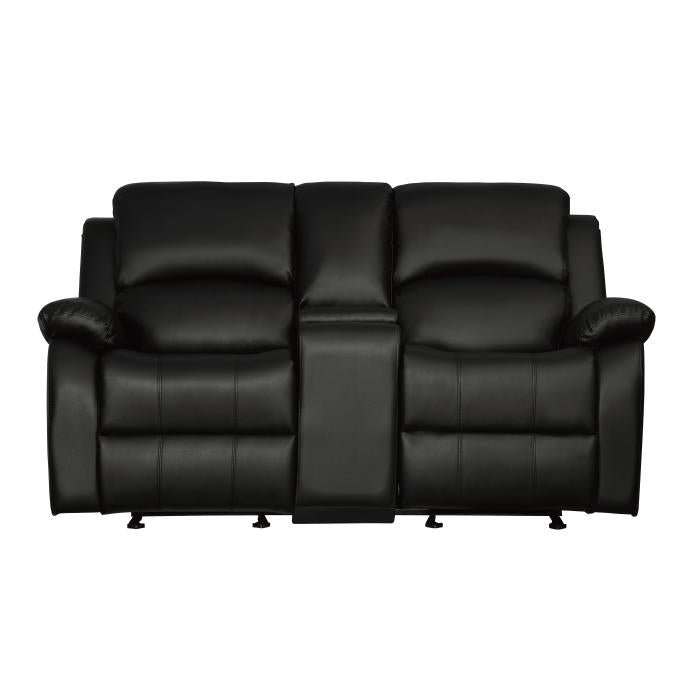 9928BLK-2 - Double Glider Reclining Love Seat with Center Console