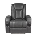 8522GRY-1PW - Power Reclining Chair with Wireless Charger, Cooling Cup-Holder, Storage Arms, Speakers, LED Light and USB port