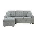 9816GY2LCRL - (2)2-Piece Sectional with Left Chaise, Pull-out Bed and Hidden Storage