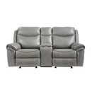 8206GRY-2 - Double Glider Reclining Love Seat with Center Console, Receptacles and USB Ports