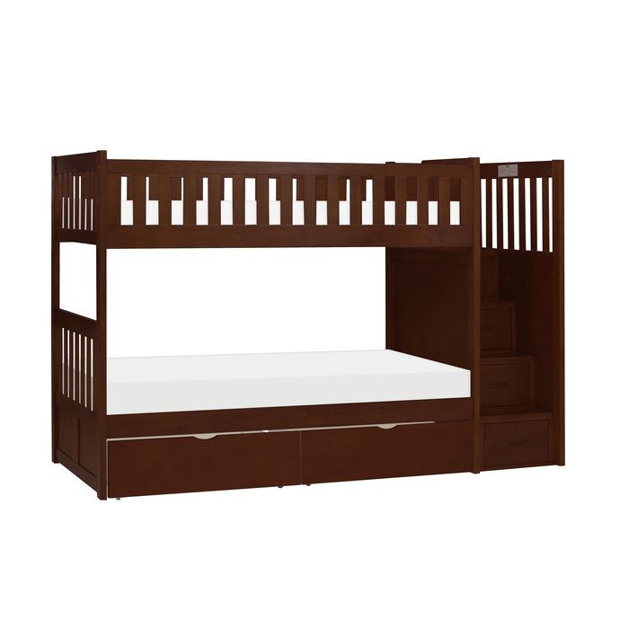 B2013SBDC-1T - (5) Twin/Twin Step Bunk Bed with Storage Boxes