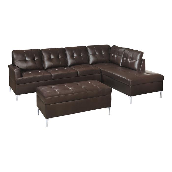 8378BRW3 - (3)3-Piece Sectional with Right Chaise and Ottoman