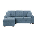 9816BU2LCRL - (2)2-Piece Sectional with Left Chaise, Pull-out Bed and Hidden Storage
