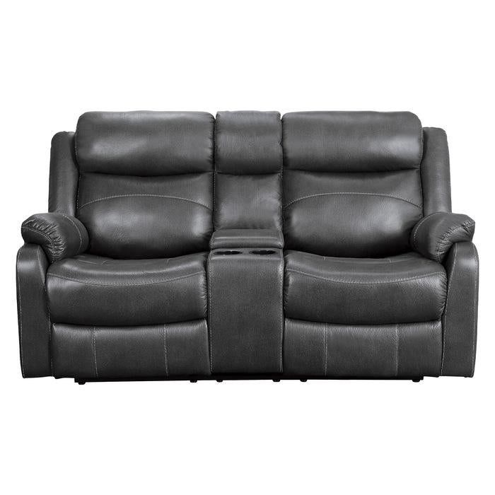 9990GY-2 - Double Lay Flat Reclining Love Seat with Center Console