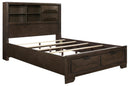 Chesky Queen Bookcase Bed with Footboard Storage in Warm Espresso 1753-1