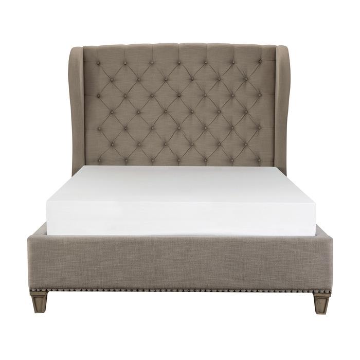 Vermillion King Upholstered Panel Bed in Gray 5442K-1EK