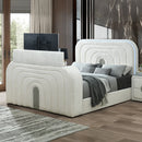 EK Bed w/LED, TV Cabinet, Fireplace & Bluetooth