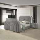 Queen Bed w/Led, TV Stand, Fireplace & Bluetooth