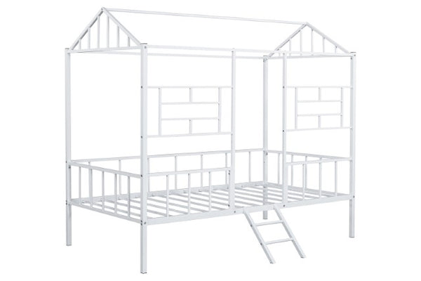 Rhonda Twin Loft Bed White, Silver, & Black